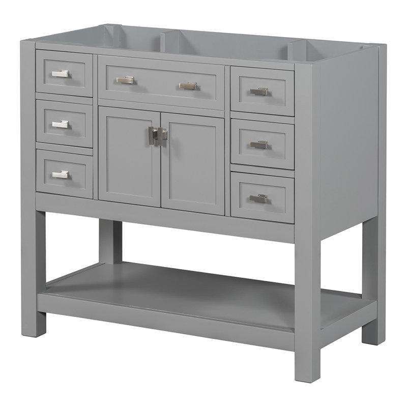 Meuble-lavabo simple 35,21 po avec plateau en bois manufacturé Synda, Gris
