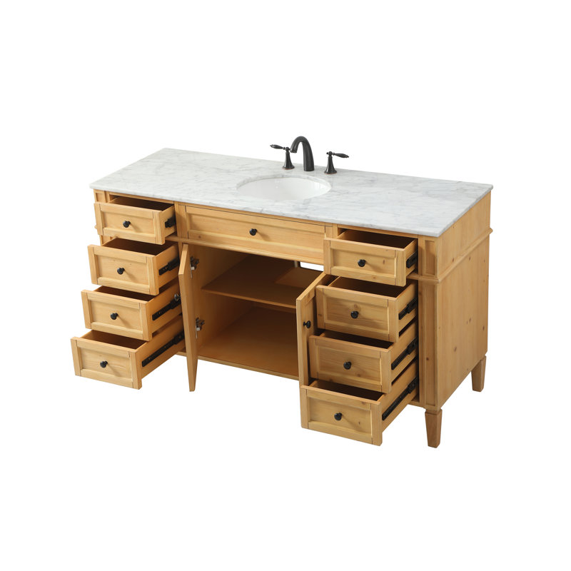Ensemble de meuble-lavabo simple 60 "Rivers, Brun clair