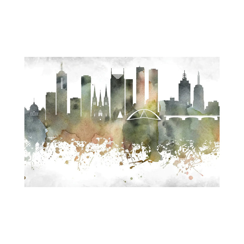 Melbourne Skyline - Wrapped Canvas Print, 20.32cm H x 30.48cm W x 1.905cm D