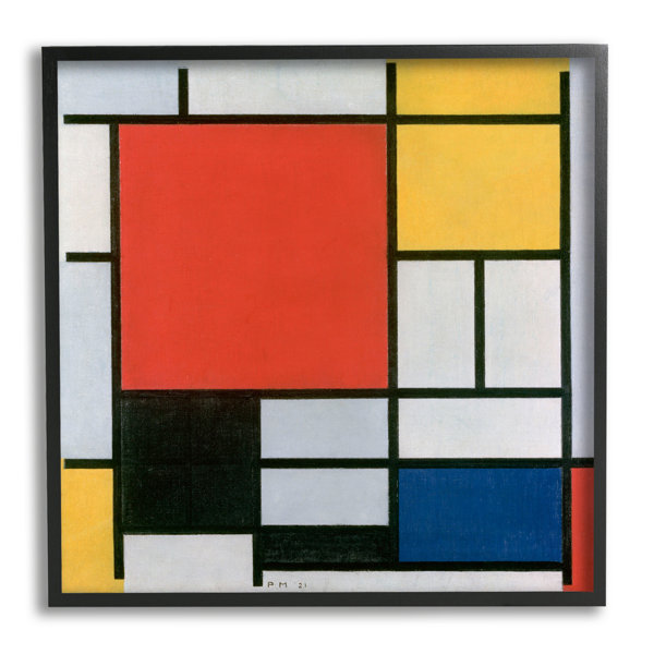 Stupell Industries Composition In Red Yellow Blue Black Piet Mondrian ...