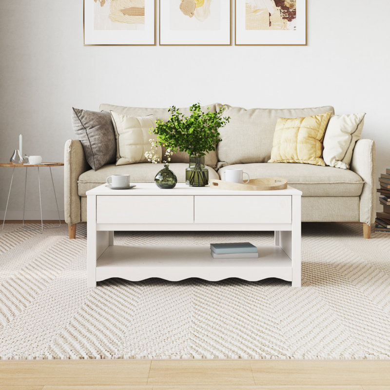 Coffee Table with Storage, White
