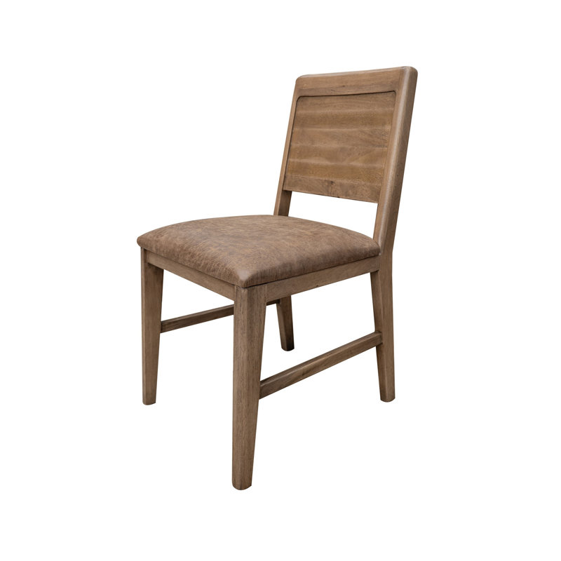 Ensemble de 2 chaises d'appoint Okai, dossier rembourré, bois massif, Brun
