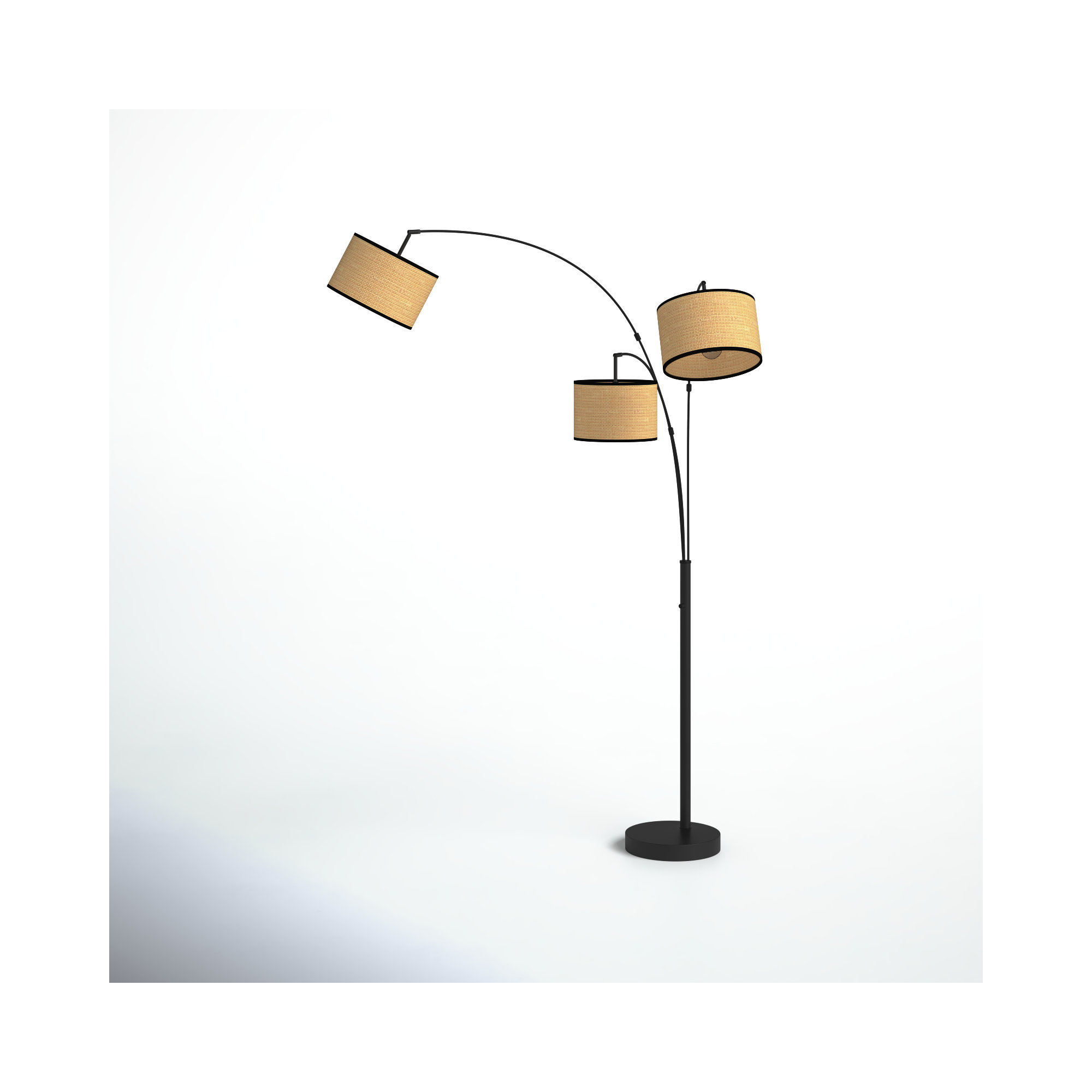 Felice 74'' Floor Lamp, Black, Natural/Black
