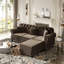 Canapé Chesterfield rembourré en velours avec garniture cloutée et accoudoirs roulés, canapé de style Mid-Century moderne capitonné, comprenant 1 repose-pieds-414922487