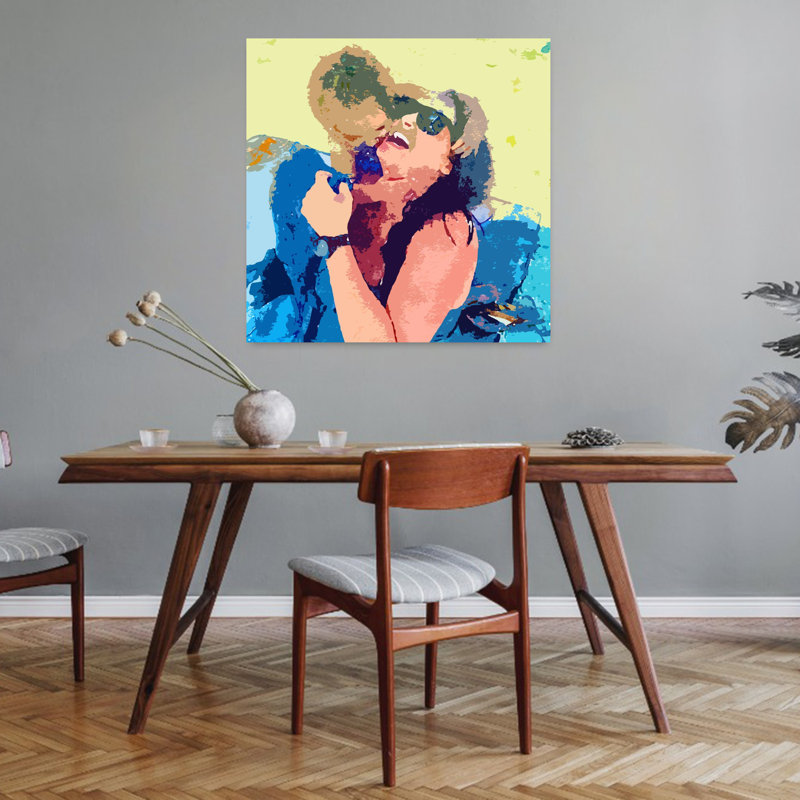 «Joyful Coastal Embrace», art mural contemporain abstrait, H 32 po x l 32 po