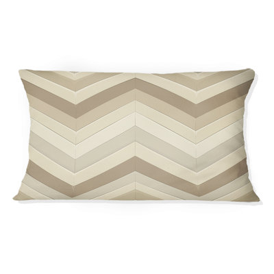 Beige Brown Chevron Print - Modern Lumbar Pillow
