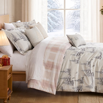 Southshore Fine Linens Frosted Pines Oversized Comforter Bedding Set, 6-Piece with Decorative Pillows, Full / Queen