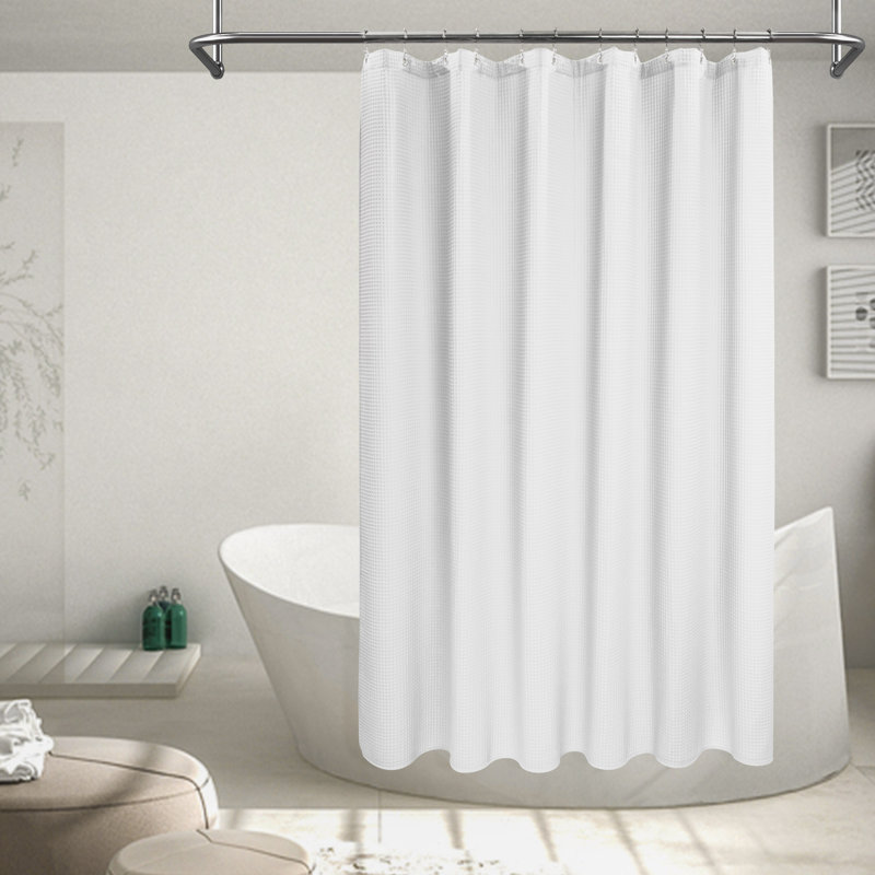 Cottingham Cotton Blend Waffle Shower Curtain, White, 75" H x 72" W