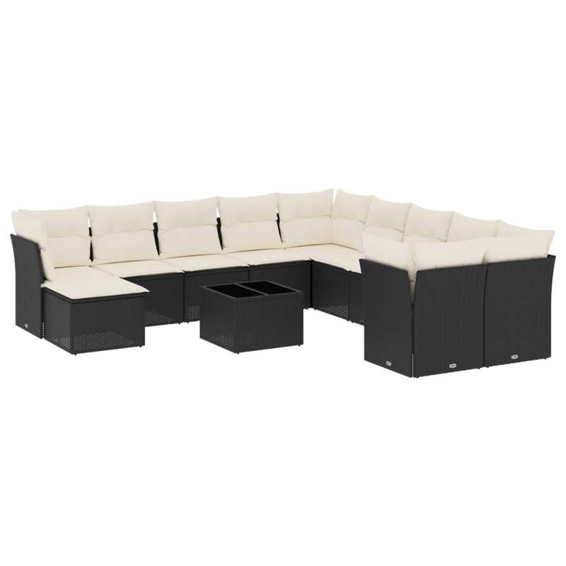 Ensemble de canapé de jardin Vidaxl, Coussin blanc / cadre noir