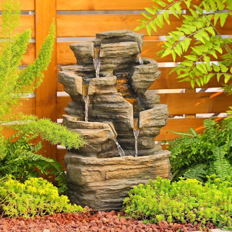 Handcrafted Outdoor Floor Fountain with Lights