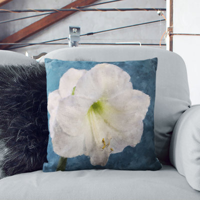 Amaryllis Flower Painting Cushion with Filling
