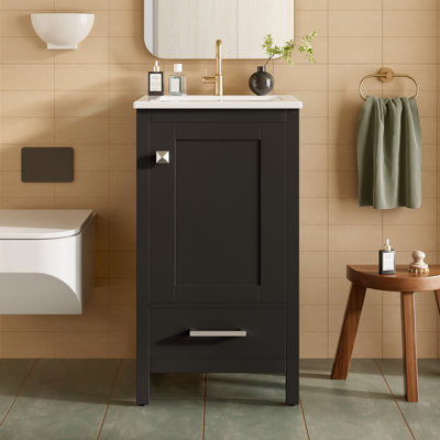 Meuble-lavabo simple 18 po avec plateau en céramique