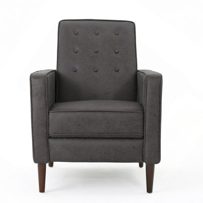Soft Recliner, Fabric Recliner Chair Mid-Century Modern Recliner Pushback Single Recliner Sofa With Thicker Seat Cushion Tufted Upholstered Sofa With Wooden Leg For Living Room Bedroom