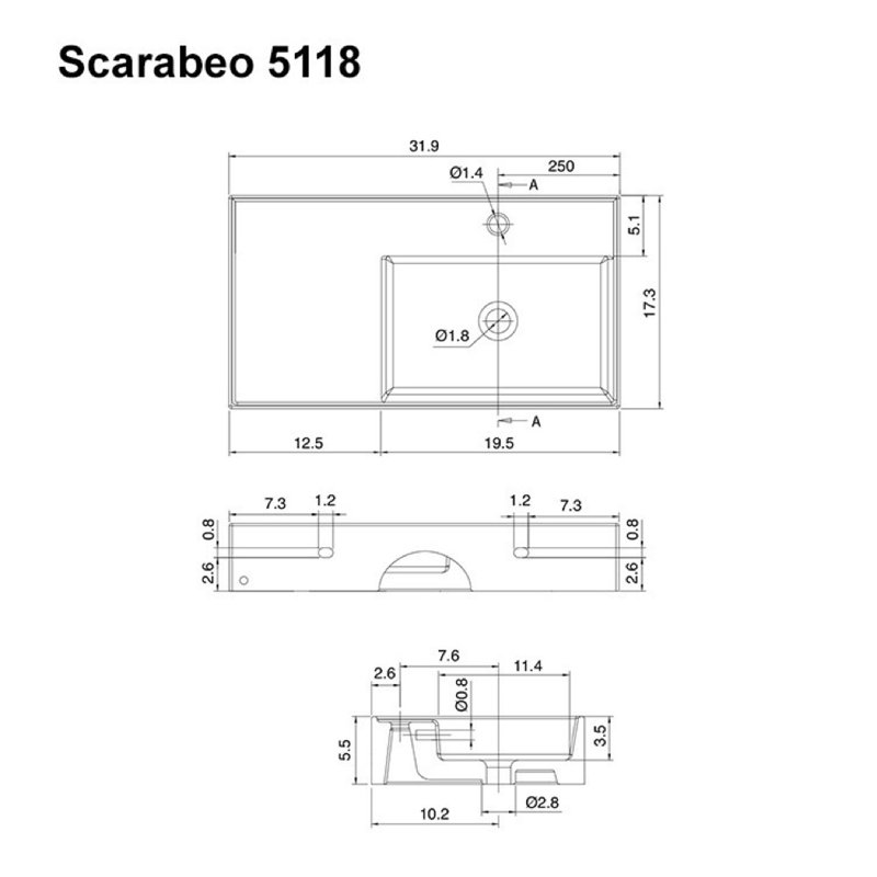 Scarabeo By Nameeks Teorema 2 17.3'' White Ceramic Rectangular Bathroom Sink with Overflow, One Hole