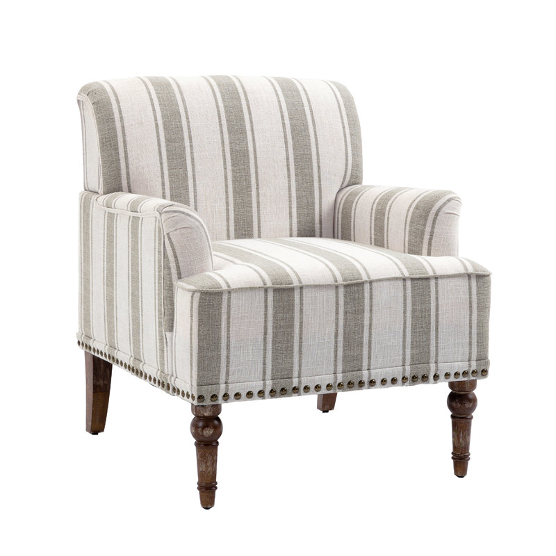 Arian 73 Cm Wide Cotton Armchair, Brown Stripe Linen Blend