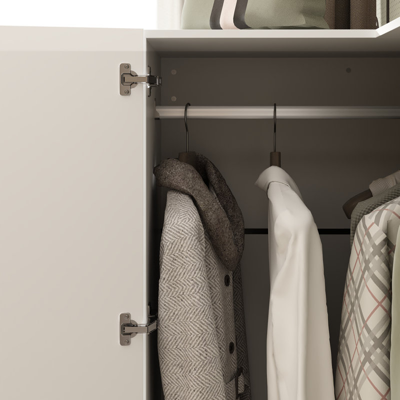 Armoire d'angle 35,4 po avec poteaux suspendus et tiroirs, Blanc