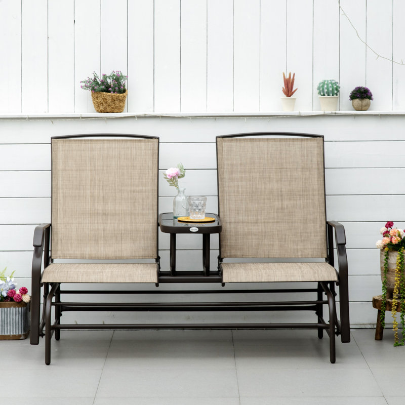 Banc d'extérieur avec table centrale Outsunny, Brun