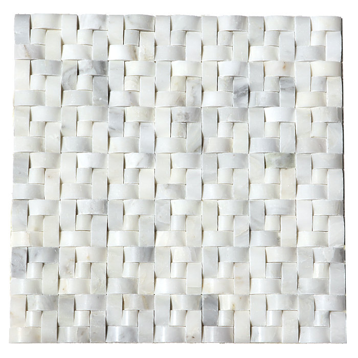 Random Sized Marble Mosaic Tile in White Statuary