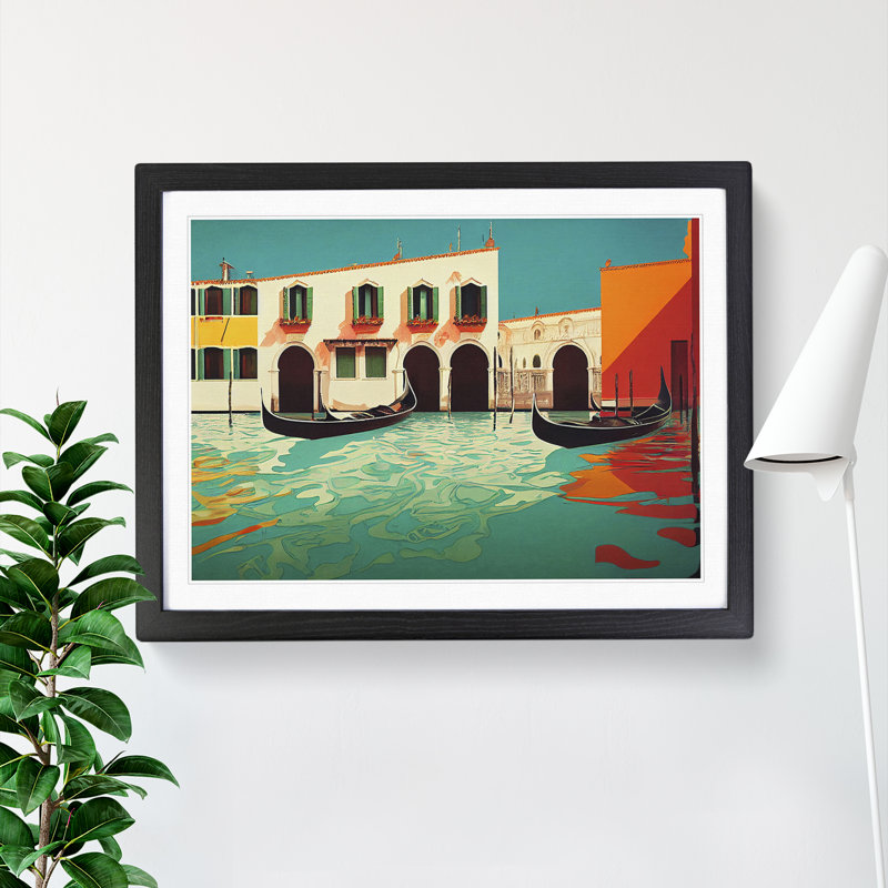 Modern Venice Canal Vol.1 - Framed Print, 25cm H x 34cm W x 2cm D, Black Framed