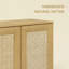 Meuble de rangement à 2 portes, meuble d'appoint en bois massif et rotin, buffet modulaire, système de rangement extensible pour salon et meuble télé, montage facile, finition sable-907445750