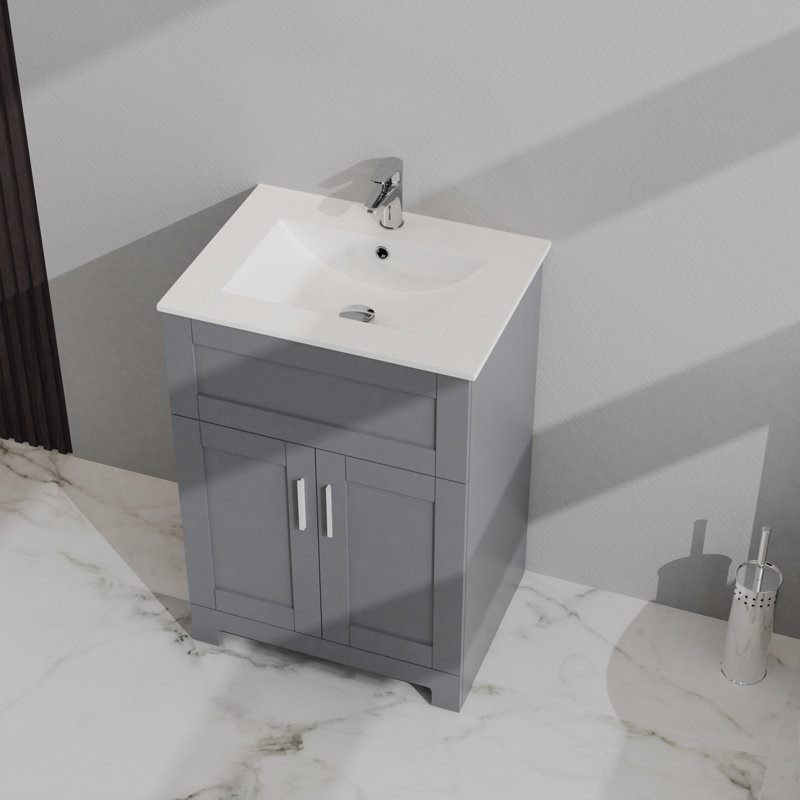 Robia 24'' Bathroom Vanity with Top, Gray