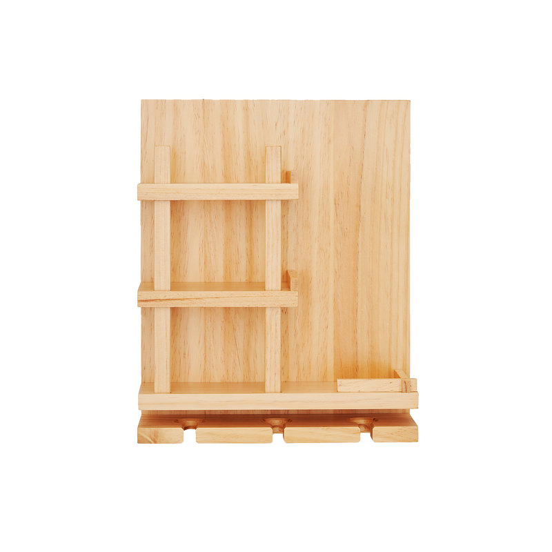 Maybrie 4 - Bottle Solid Wood Wine Bottle & Glass Rack, Natural