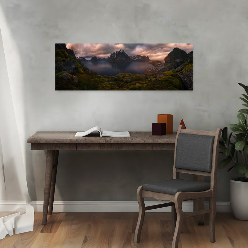 Art mural paysage côtier de Lofoten, H 12 po x l 36 po