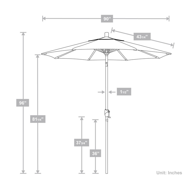 Nacoma 90'' Market Sunbrella® Umbrella, Canvas Hot Pink Sunbrella® Canvas