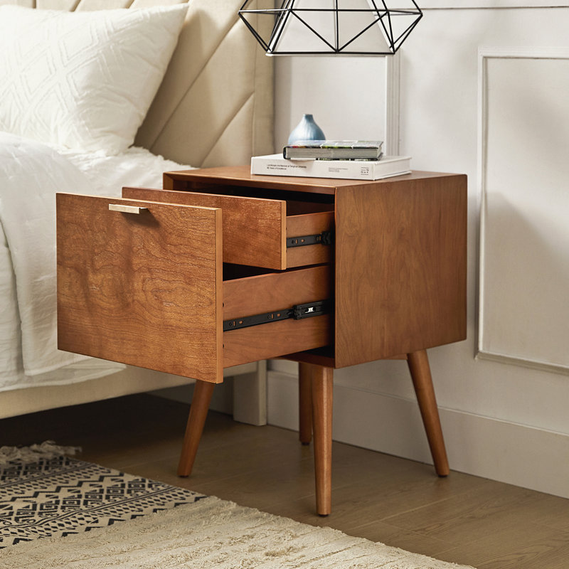 Lilibeth Hidden Drawer Design Bedside Table With Charing Station, Brown