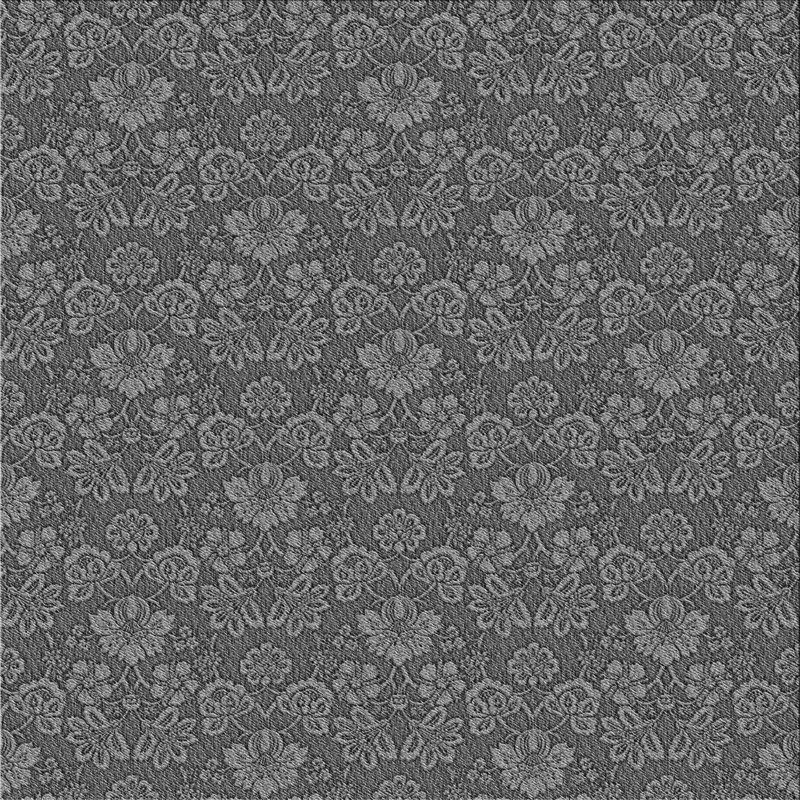 Tapis gris en laine Damask, Carré 7 pi