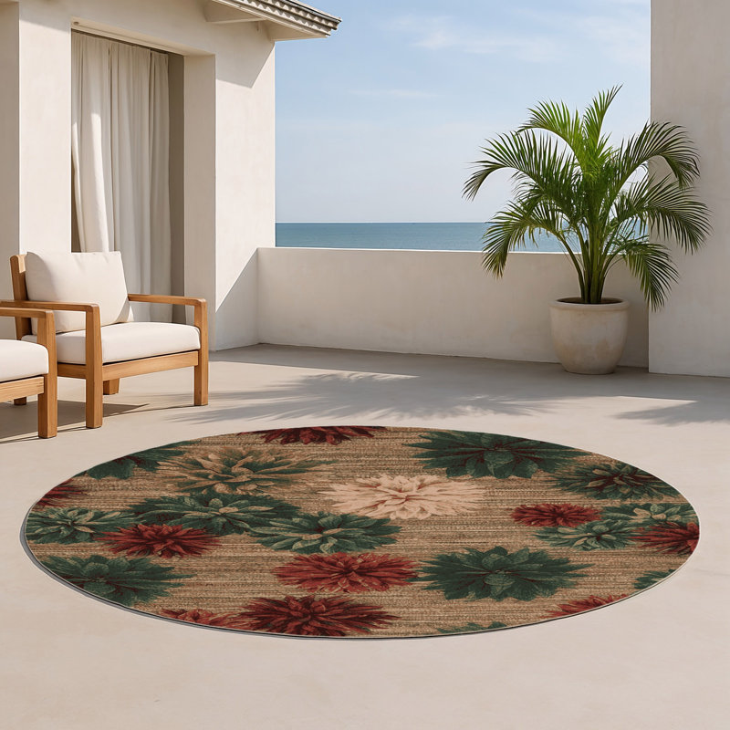 Tapis d'intérieur et d'extérieur brun Nature, Rond 5 pi