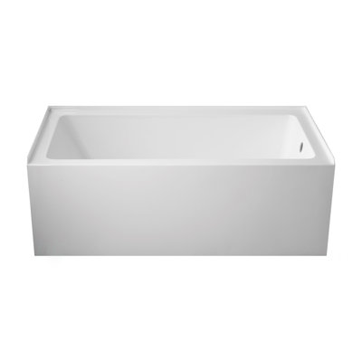 60" X 32" Alcove Bathtub – Acrylic Soaking Tub With Integral Apron, Right Drain, Three-Wall Installation, Modern Bathroom Tub