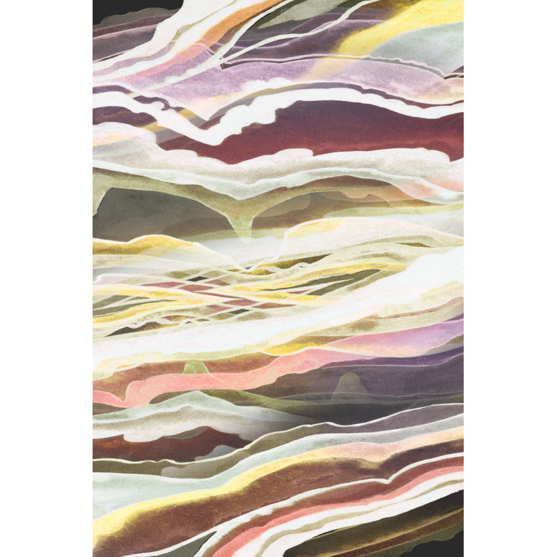 Warm Minerals II - Painting on Canvas, 76 cm H x 51 cm W, Black Floater Framed