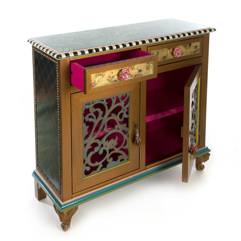 Green Beech Solid Wood Chest with Brass Hardware