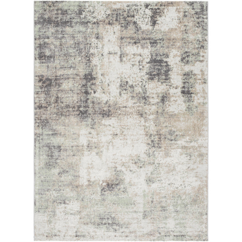Rectangle Rentschler Machine Woven Polypropylene Area Rug in Gray, Rectangle 7'10" x 10'