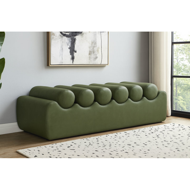 Mariaisabella Vegan Leather Bench, 16.5" H x 56" W x 22" D, Green Vegan Leather