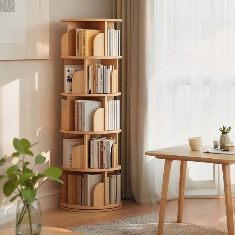 Bibliothèque rotative à 5 niveaux, 360 °, Bois