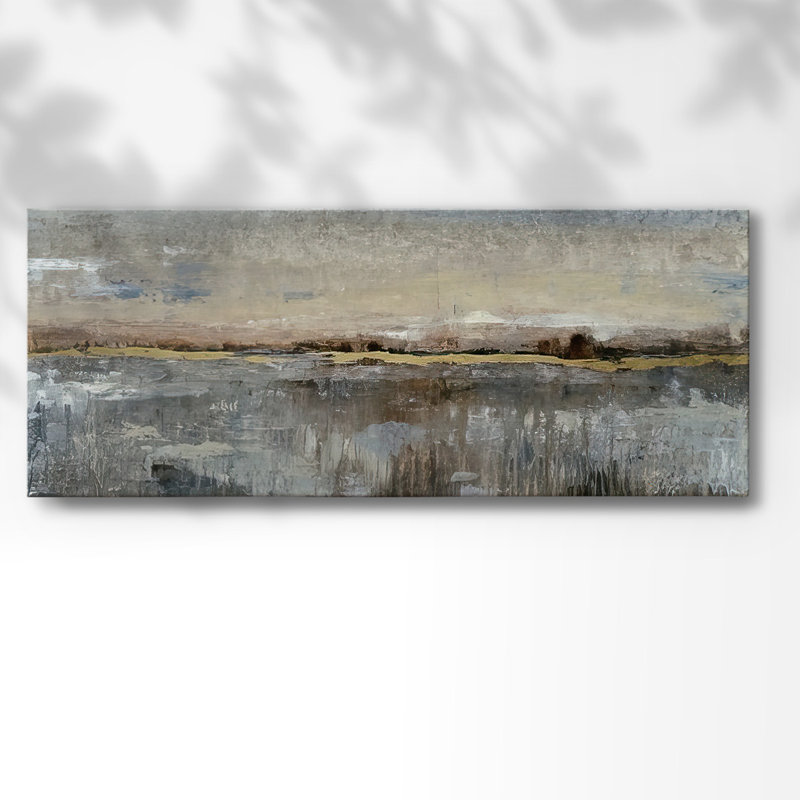 Abstrait marais sur toile, H 8 po x l 20 po x P 1,5 po