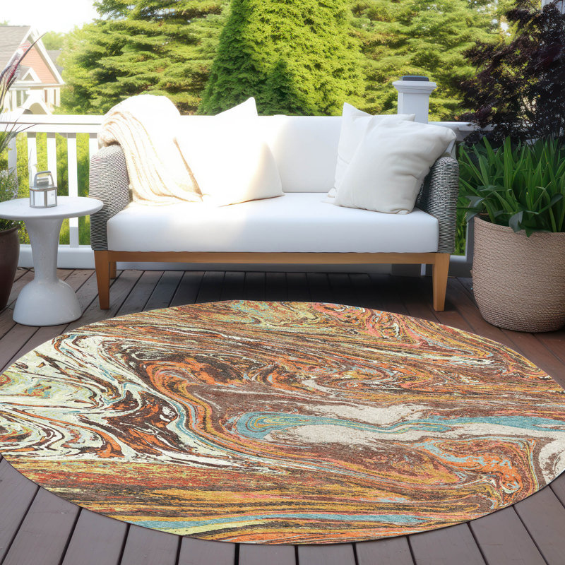  Machine Washable Indoor/Outdoor Chayden ACN1061 Rug, Round 8'