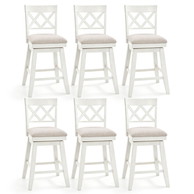 Tabouret de bar en bois massif Modern Farmhouse, White, 6