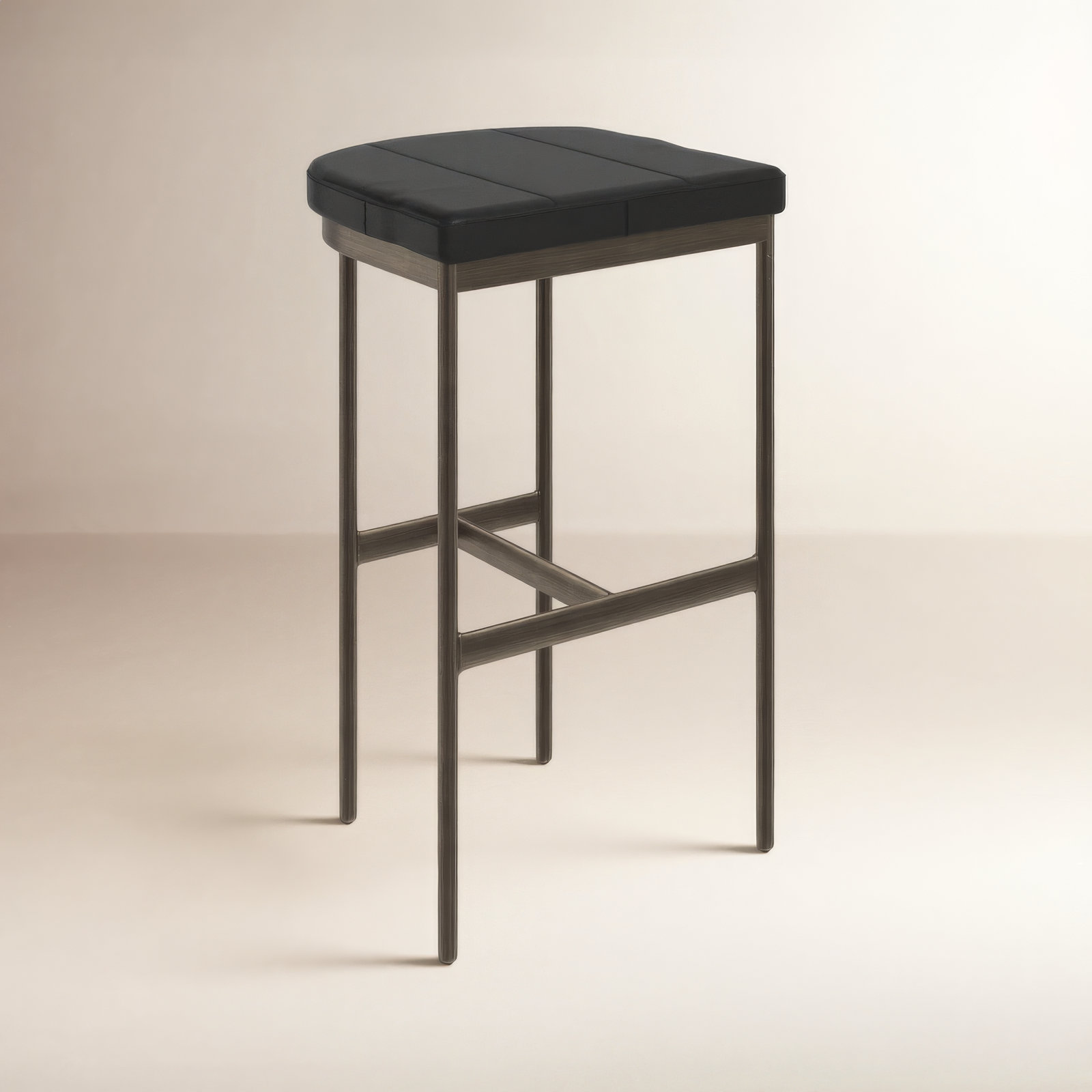 Adela 30" Bar Stool, Brass, Bar Stool (30” Seat Height), Cowhide Gray