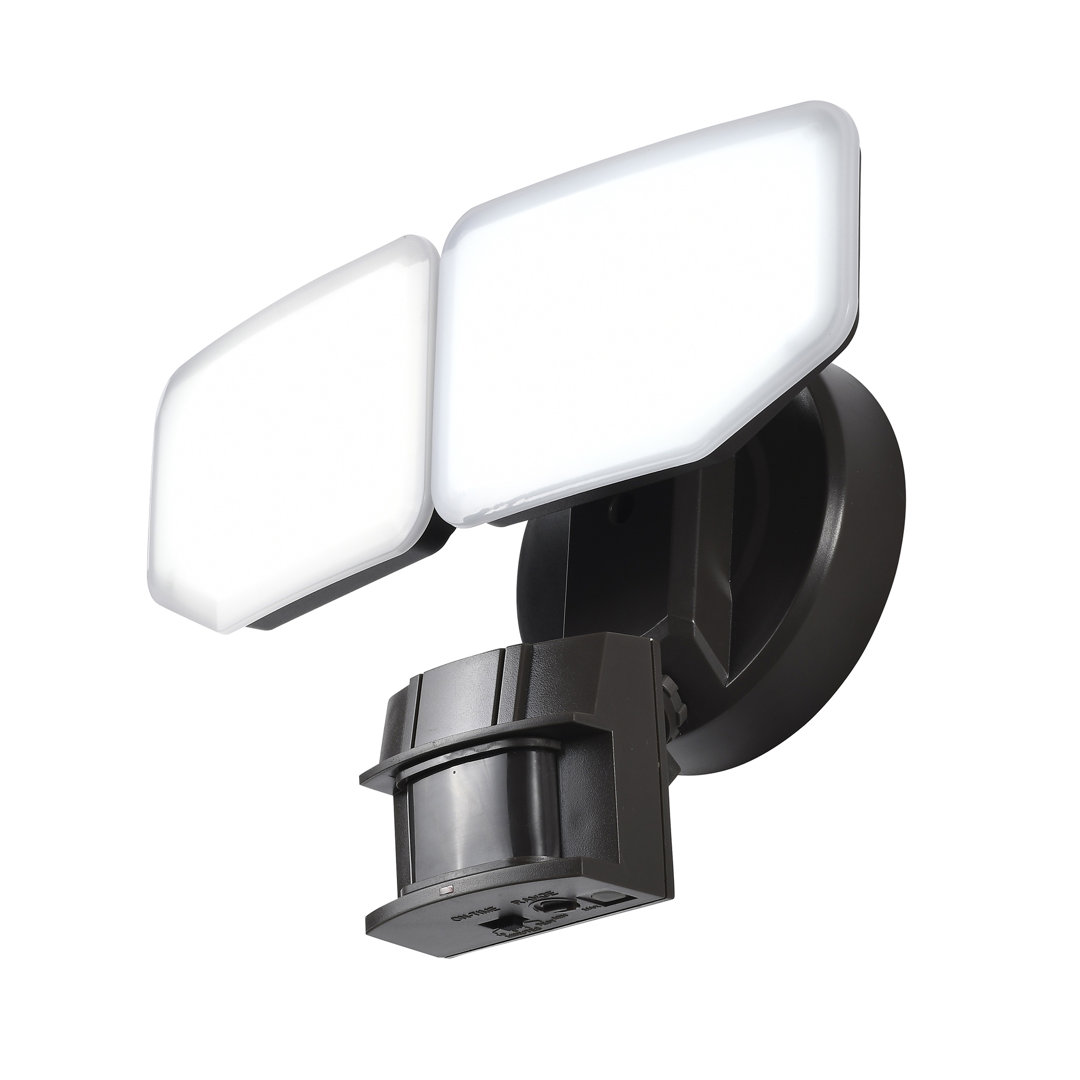 Awsens 2 - Head LED Hardwired Dusk to Dawn Outdoor Security Flood Light with Motion Sensor and Timer Edvivi Fixture 