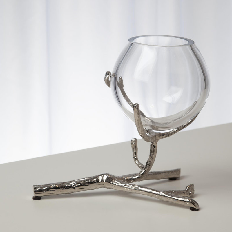 Twig Small Vase, Nickel