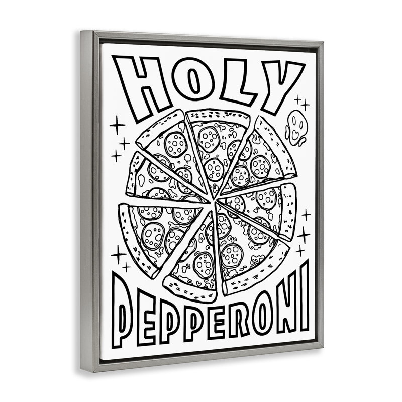 Cadre flottant Saint Pepperoni, par Ziwei Li, H 21 po x l 17 po, Cadre flottant gris lustré