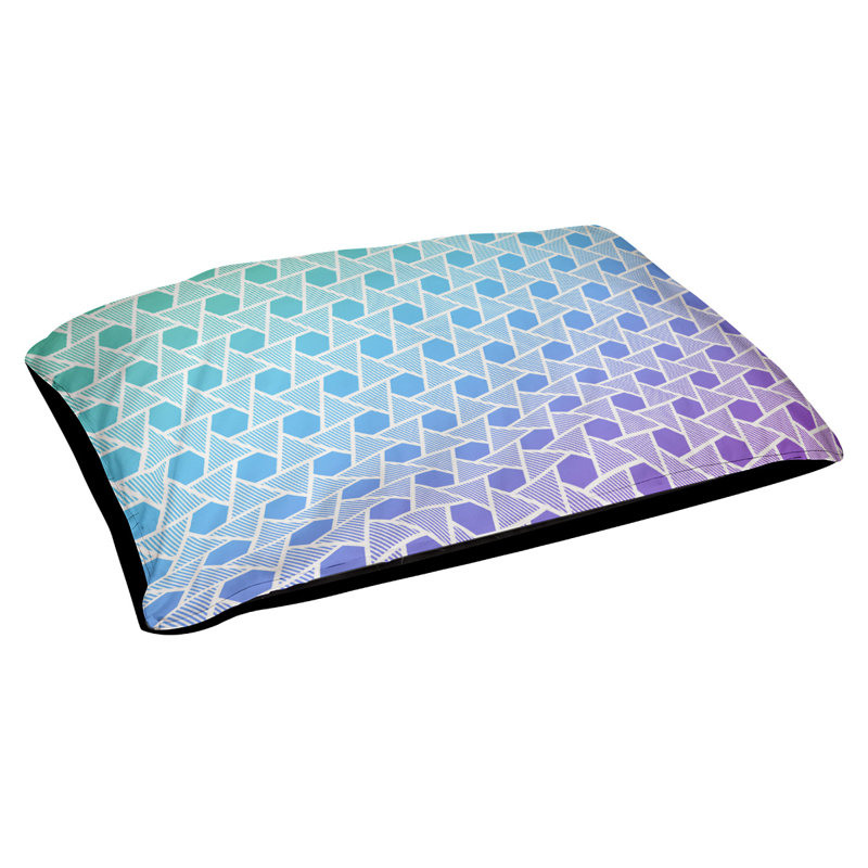 Coussin décoratif à triangles hexagonaux Rainbow, Petit (L 18 po x l 28 po), Dégradé paon
