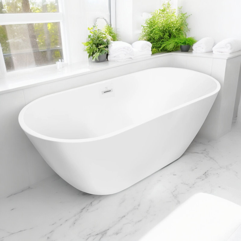 63'' x 29'' Freestanding Soaking Acrylic Bathtub