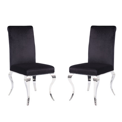 Fabric Upholstered Parsons Chair in Black -  Orren Ellis, 1BCB66E7E36C40738C748D925DCC9A43