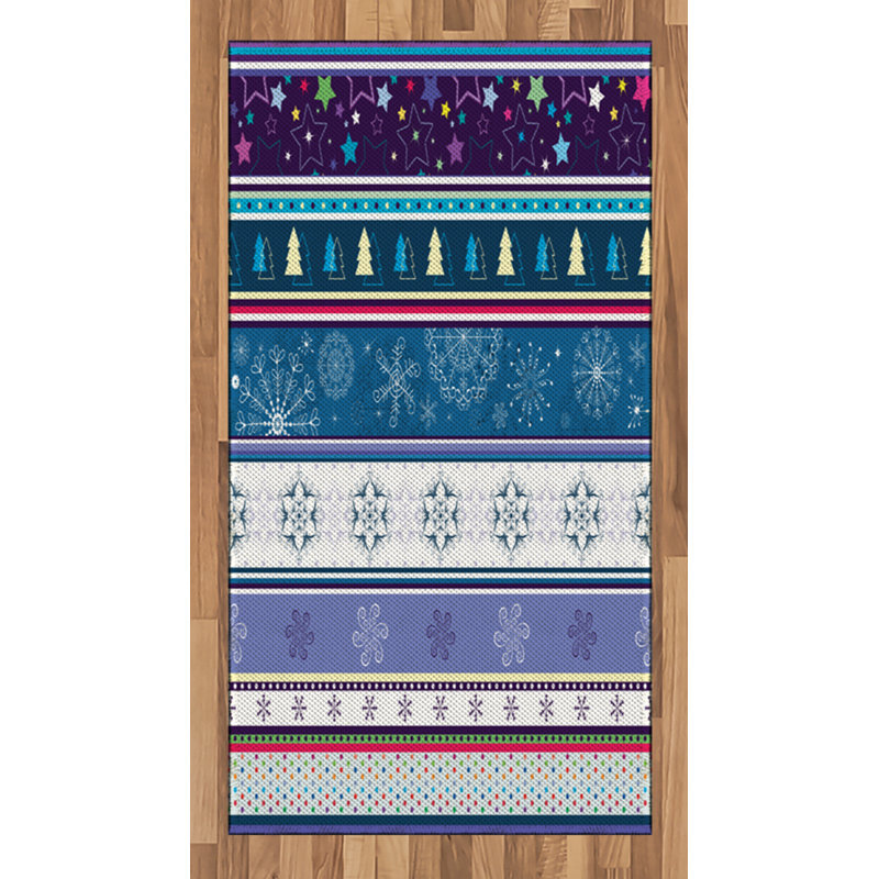 Striped High Density Long Fiber Poly Threads Decorative Area Rug Carpet, Rectangle 2'7" x 5'