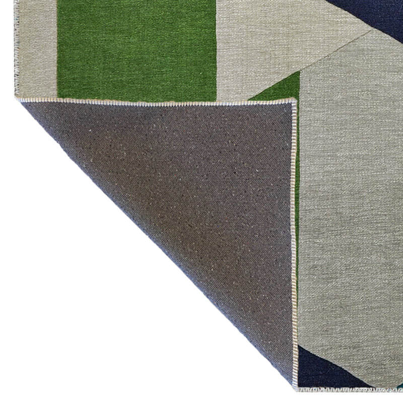 Tapis décoratif moderne à motif géométrique vert-bleu, Rectangle 3 pi 11 po x 5 pi 11 po