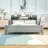 Wooden Platform Bed with Integrated LED Motion Sensor Light, Flexible Bed Guardrails and Shelf-312015104-312015117